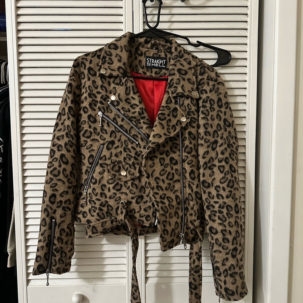 Straight to Hell Apparel Leopard print Jacket NWOT